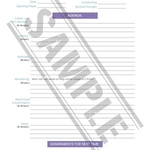 Young Women&#39;s Editable Class Presidency Meeting Agenda