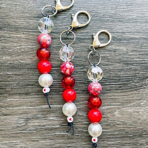 Red Crystal and Pearl Keychain