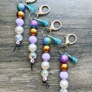 Purple and Teal Tassel Keychain