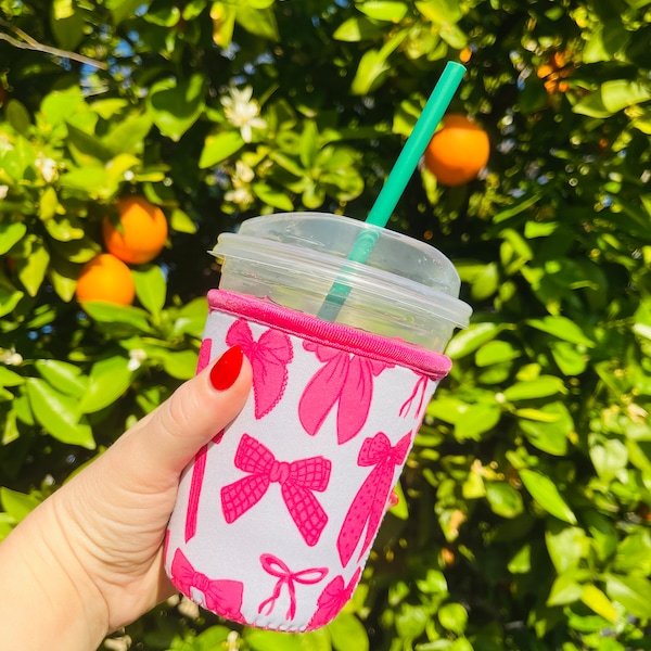 Pink Bows Iced Coffee Holder