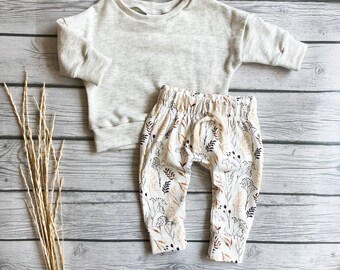 Cozy Jersey Knit Joggers and French Terry Pullover set| Forest Twigs | Fall Outfit | Baby | Toddler | Rainbow Baby Outfit | Floral Oatmeal