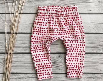 Christmas Joggers dots French Terry Baby Toddler | winter red white | Baby Todder  Gender Neutral