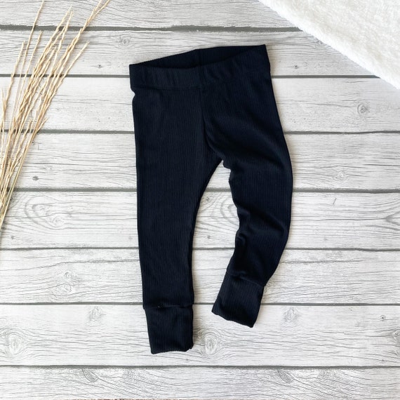 baby boy black ribbed leggings