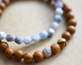 Earth Air Bracelet (Jasper AND Zirconia variation or AQUAMARINE variation)