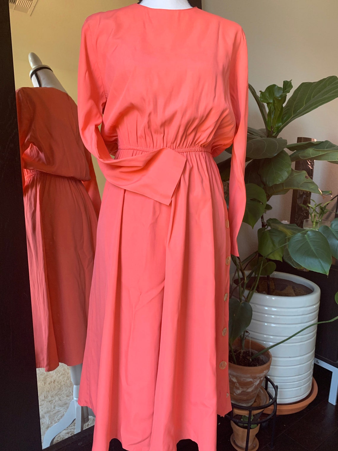 Vintage Carol Anderson California Spring Coral dress. Made in Etsy