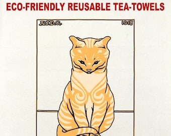 Ginger Cat Tea Towel / serviette de thé / serviette à vaisselle / serviette à main / lingette réutilisable / cadeau de cuisine / déco de cuisine