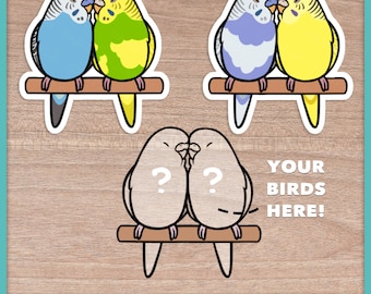 Custom Budgie Pair Stickers