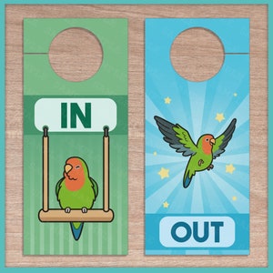 In/Out of Cage Door Hanger (Lovebird) - New and Improved!