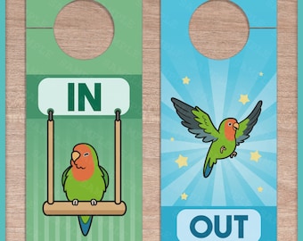 In/Out of Cage Door Hanger (Lovebird) - New and Improved!