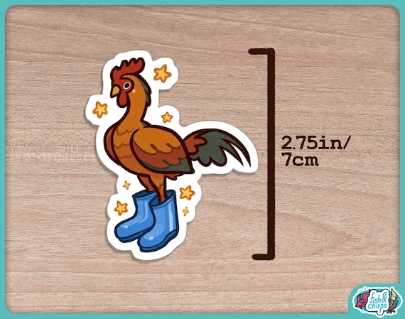 Funny illustration of chicken in oversized boots