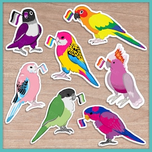 Pride Flag Parrot Stickers