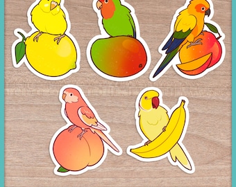 Fruity Parrot Stickers + Sticker Sheet