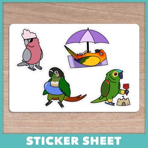 Beach Day Parrot Sticker Sheet