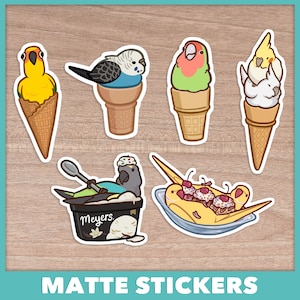 Ice Cream Parrots Stickers + Sticker Sheet