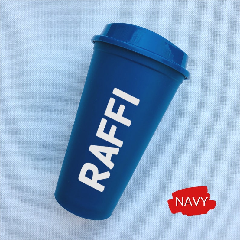 Personalized 16oz Reusable Hot Coffee Cup Custom Plastic Hot Cup with Lid Travel Cup with Name Valentine's, Galentine's Gift Idea Navy