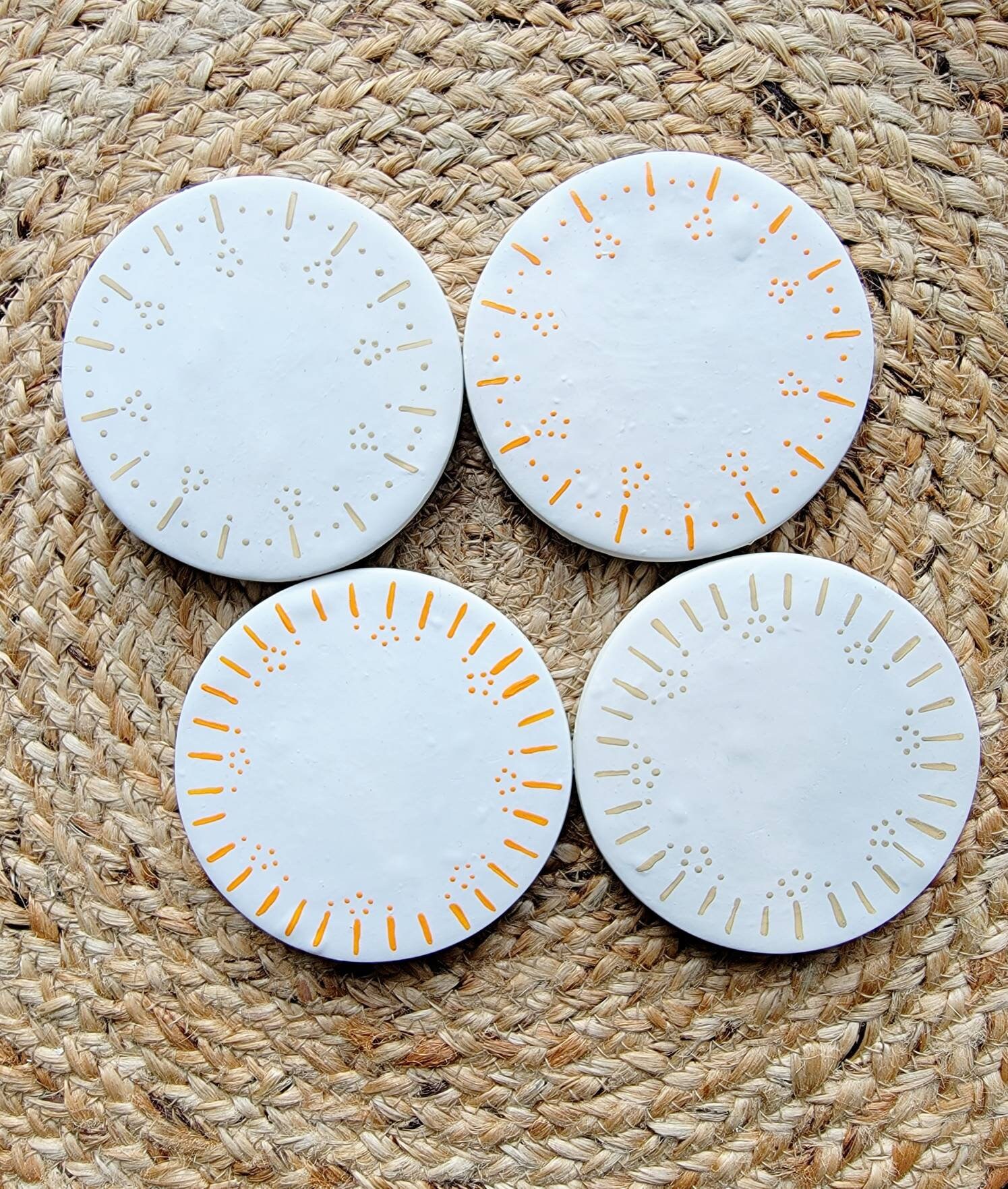 Coasters White Ceramic Coasters White Clay Ceramics Drinks Etsy UK