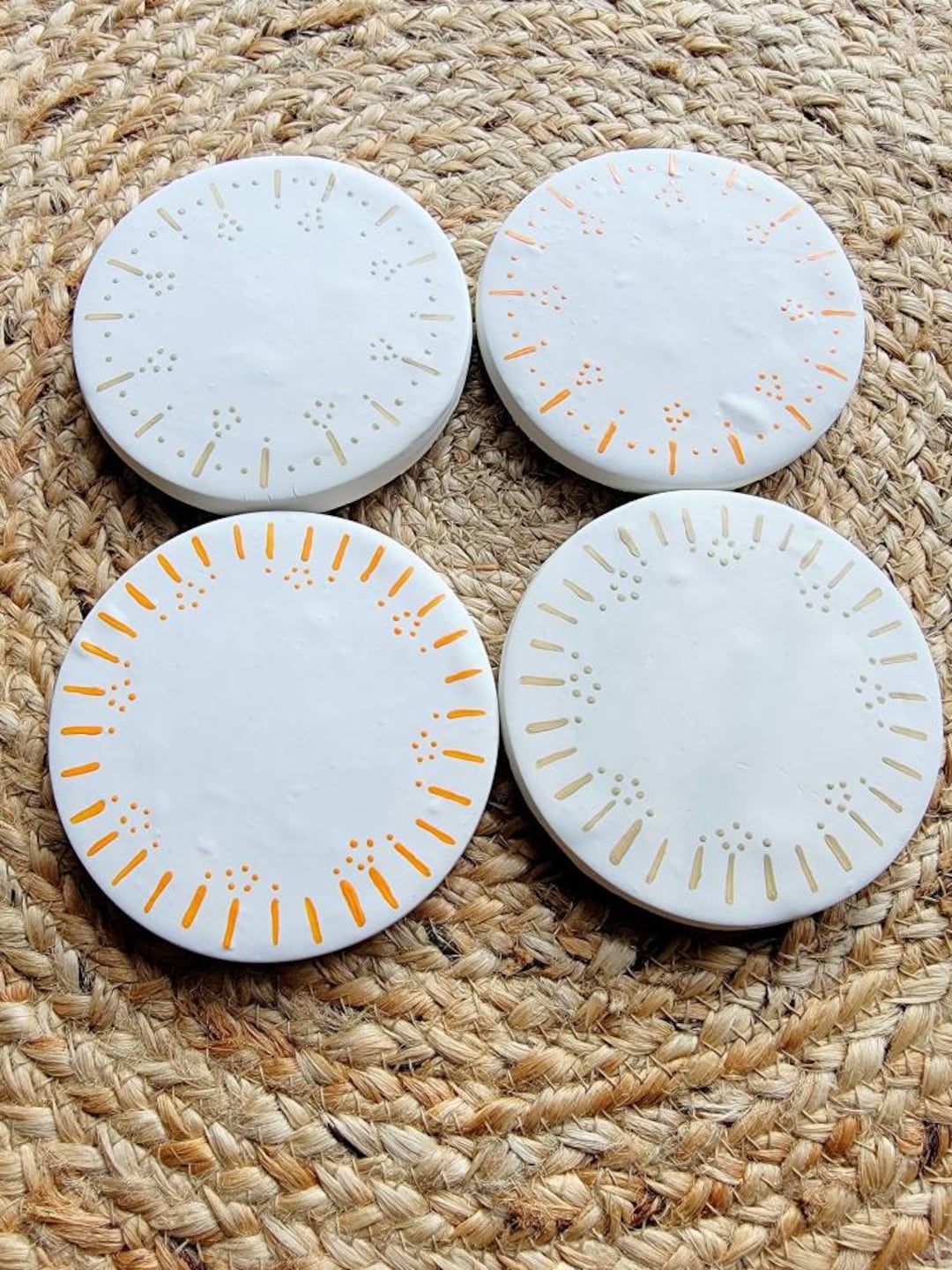 Coasters White Ceramic Coasters White Clay Ceramics Drinks Etsy UK
