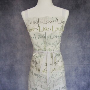 CHEF APRON, Full Kitchen Apron, WORD Print Apron, Live-Laugh-Love Print Apron, cotton canvas apron with pocket
