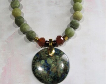 AZURITE Pendant Necklace, Howlite Necklace, Shell Necklace, BOHO Necklace, Natural Stone Necklace