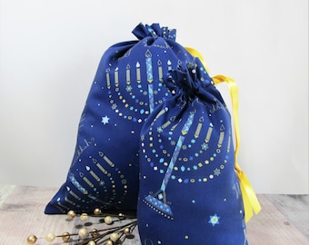 ECO-Friendly Gift Bags, HANUKKAH Fabric Gift Bags, Free Gift Tag