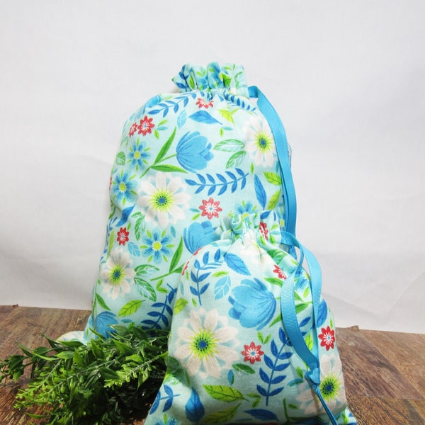 ECO-Friendly Gift Bags, BOHO FLORAL Print Fabric Gift Bags, All Occasion Cloth Gift Bags, Drawstring Gift Bags, Reuseable Gift Bags