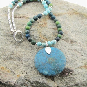 TURQUOISE Halskette, BOHO Halskette, Naturstein Halskette, Vintage Anhänger Halskette