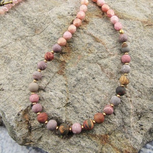 Red Turquoise Boho Necklace: Czech Glass & Wood, 16&quot;