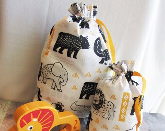 Set of 4 Sustainable Children/'s Fabric Gift Bags