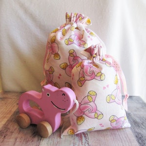 Elephant Flannel Gift Bag: Reusable Drawstring Bag for Baby Girl
