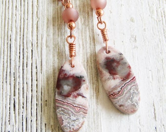 Boucles d'oreilles CRAZY LACE AGATE, Boucles d'oreilles en pierre naturelle, Boucles d'oreilles en agate, Boucles d'oreilles en pierre rustique, Boucles d'oreilles bohèmes, Boucles d'oreilles de style minimaliste, Tendance