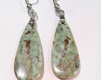 SERAPHINITE JASPER Earrings, Natural Stone Earrings, BOHO Earrings, Minimalist Style Earrings