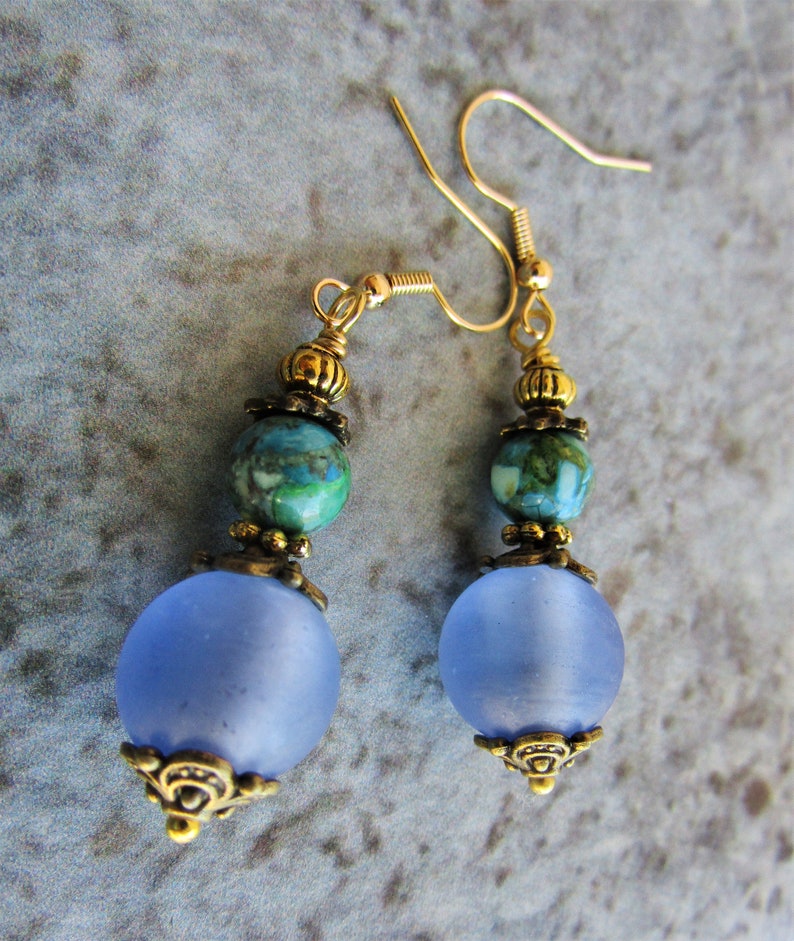 Murano GlassReconstituted Stone Earrings Glass /& Stone Victorian Earrings VICTORIAN EARRINGS