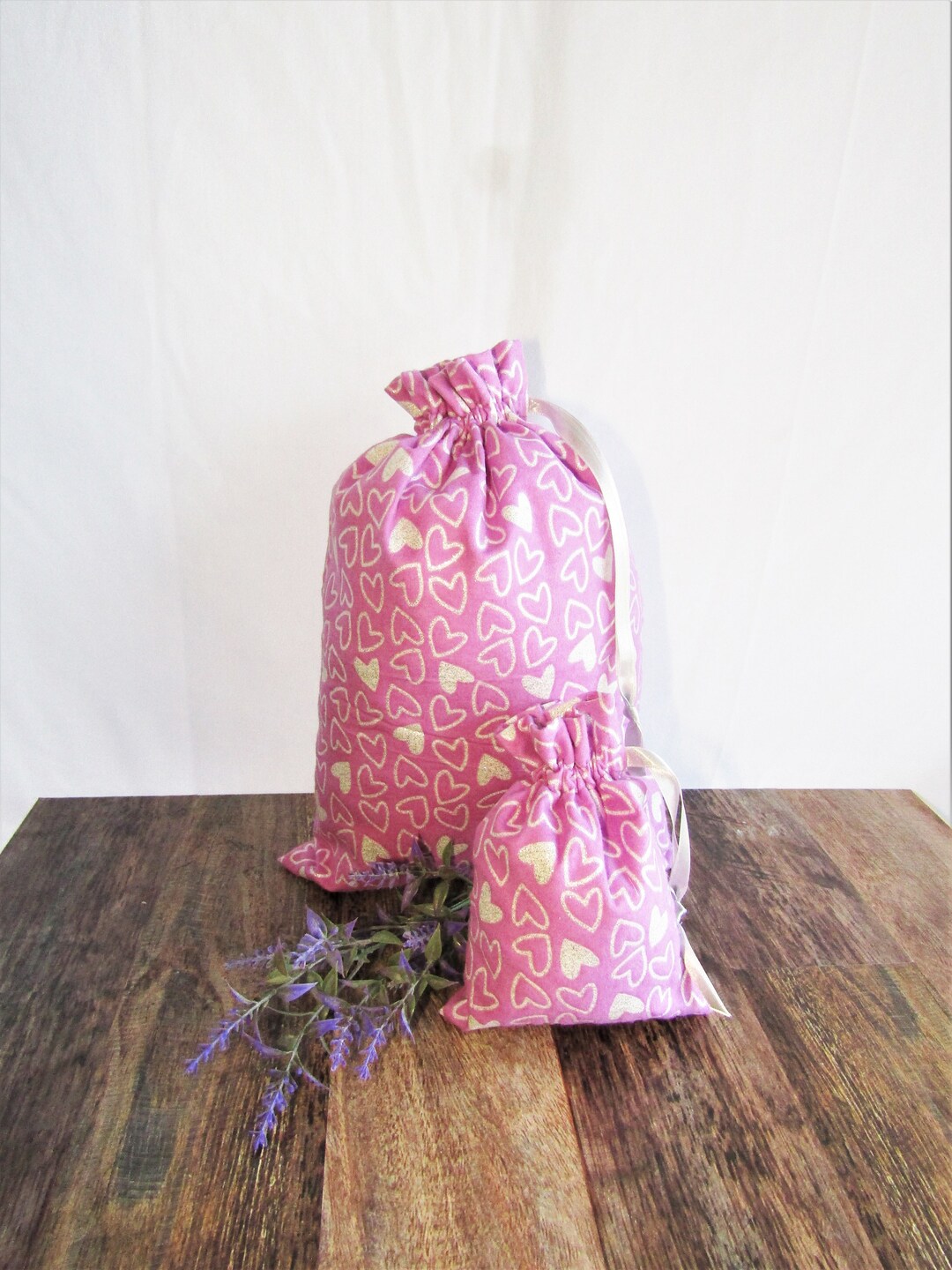 Ecofriendly Gift Bags HEART PRINT Fabric Gift Bags Etsy