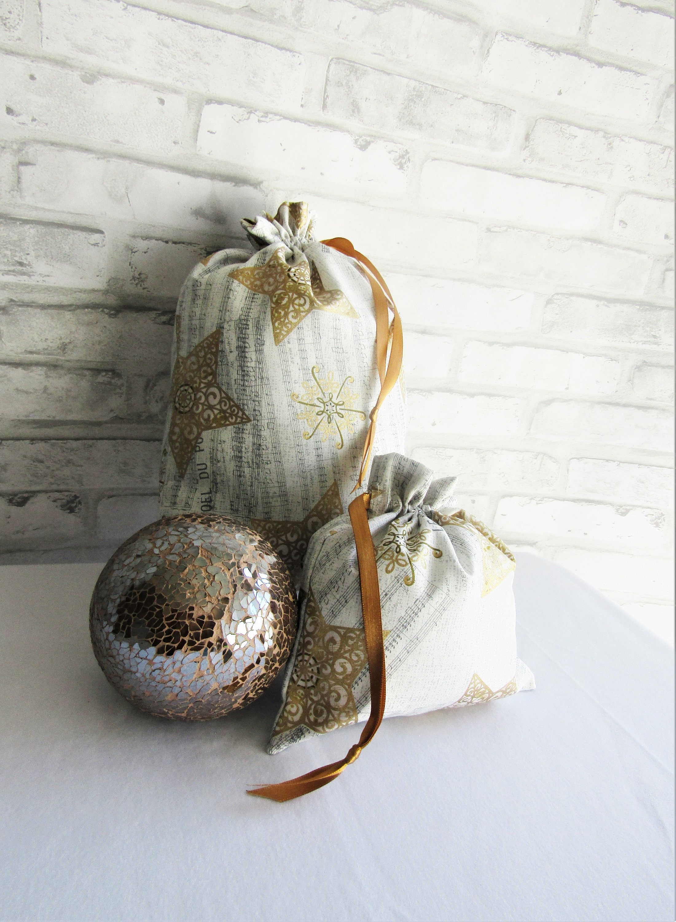 Ecofriendly Gift Bags. HOLIDAY Fabric Gift Bags Star/music Etsy