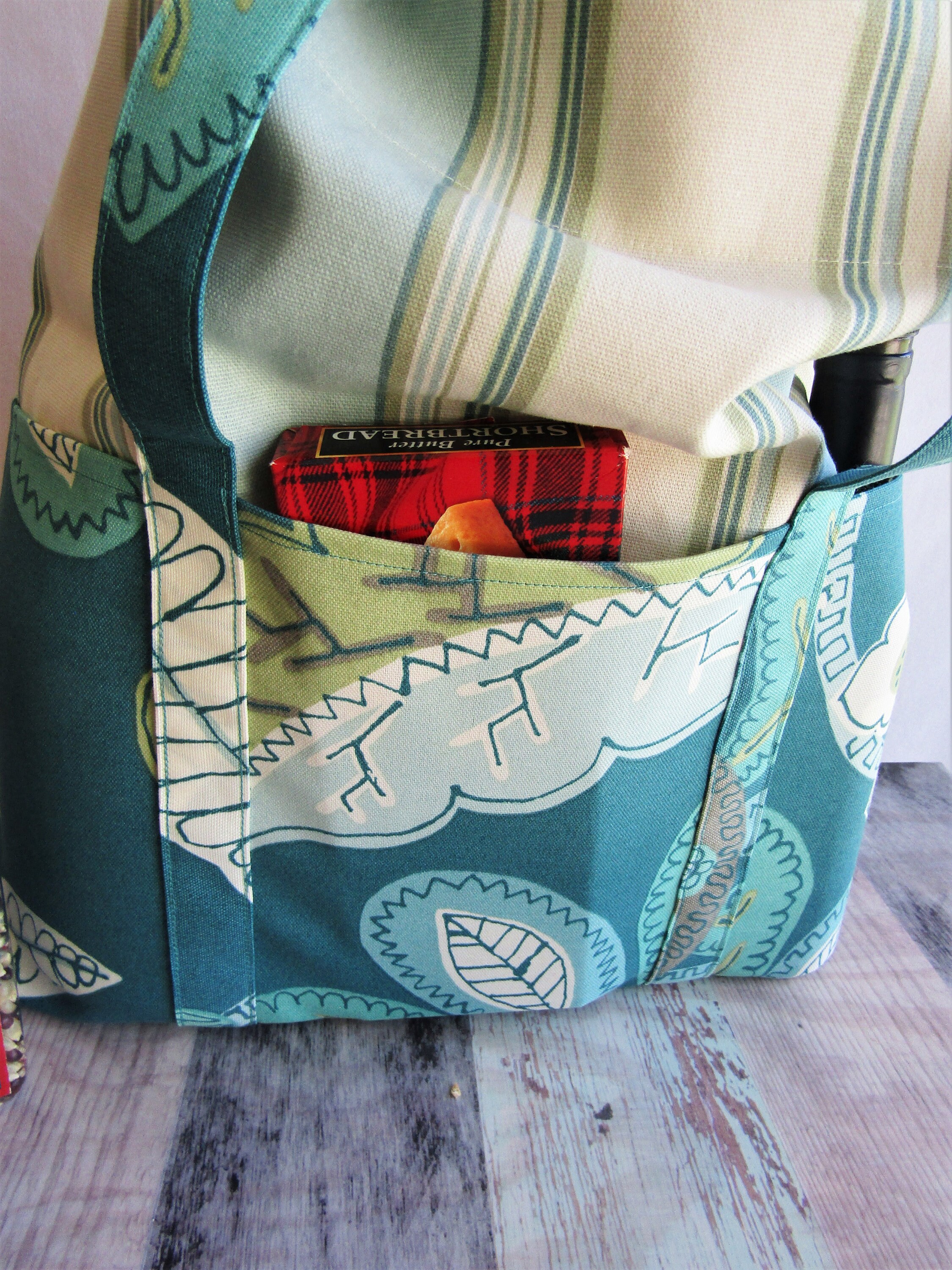 RETRO Print Market Bag With POCKETS Eco-friendly Fabric Tote - Etsy