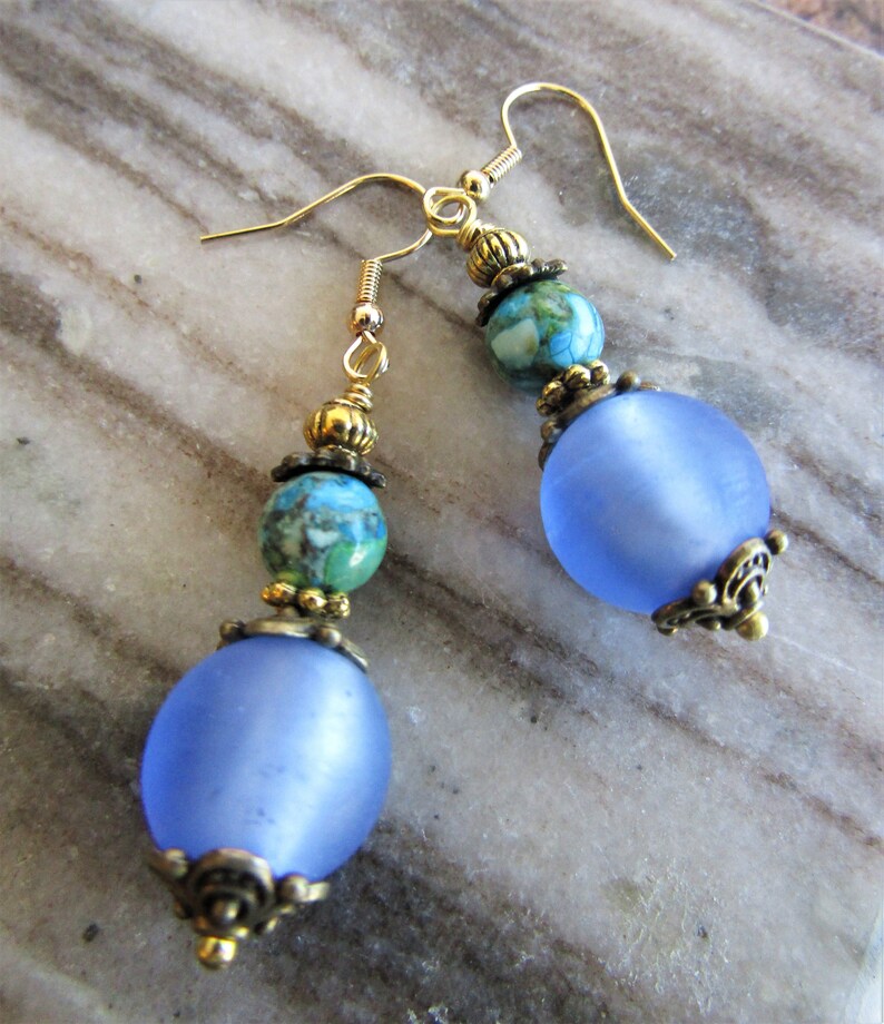 Murano GlassReconstituted Stone Earrings Glass /& Stone Victorian Earrings VICTORIAN EARRINGS