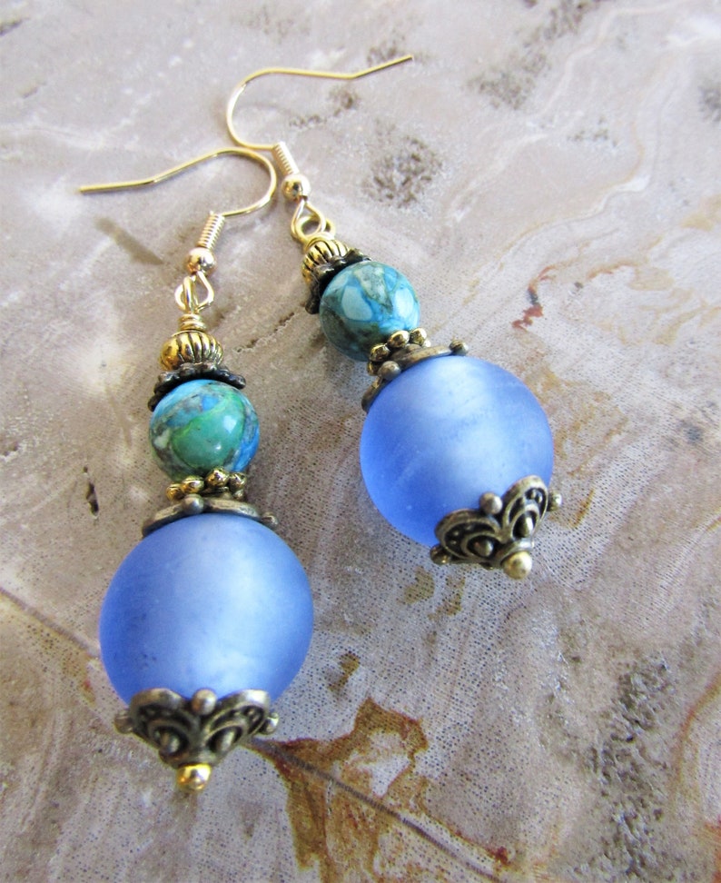 Murano GlassReconstituted Stone Earrings Glass /& Stone Victorian Earrings VICTORIAN EARRINGS