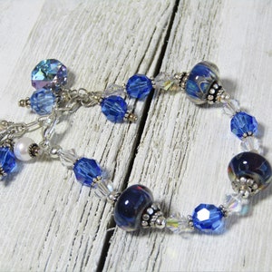 Vintage LAMPWORK Bracelet, Art Glass/Pearl Bracelet, BORO Glass Bracelet