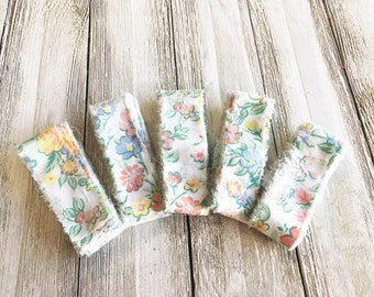 Vintage Floral Fabric Ribbon: Hand Torn Shabby Chic Strips
