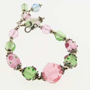 ARTISAN GLASS Bracelet, LAMPOWRKED Glass Bracelet, Adjustable Bracelet, Pastel Glass Bracelet, Vintage Bracelet