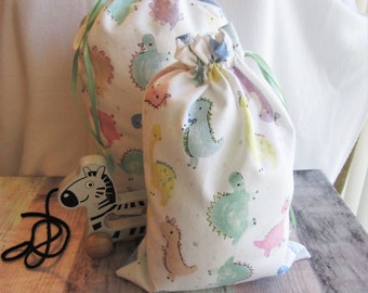 Dinosaur Print Flannel Gift Bags: Eco-Friendly Kids Drawstring Bag