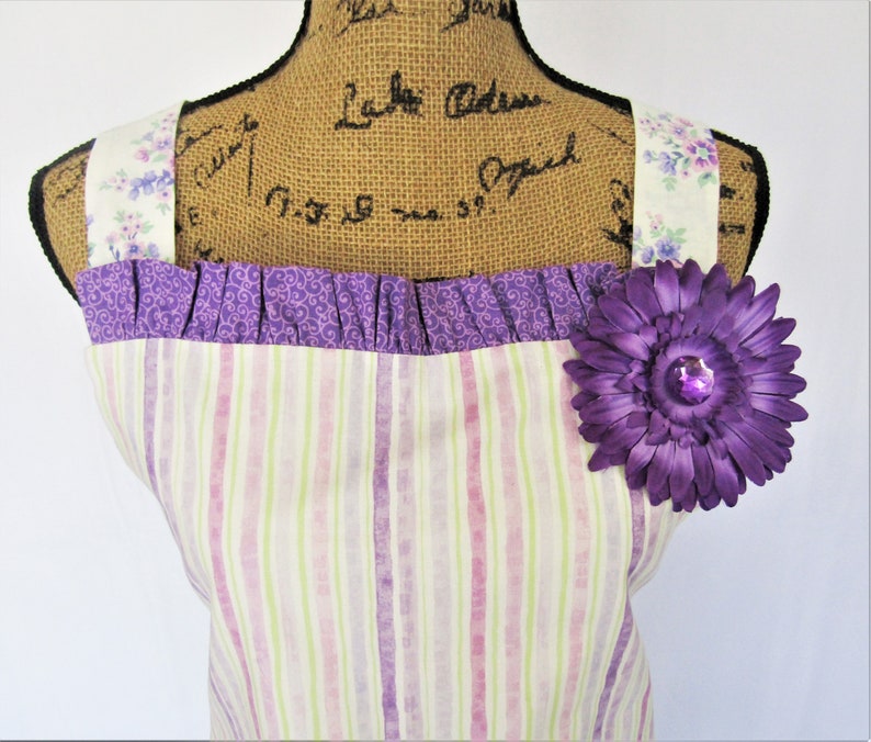 Fully lined Chore Girl Apron Pattern Vintage Style Ruffled Apron Shabby Chic Apron Boho Print Ruffled Apron FULL KITCHEN APRON