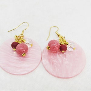 ACRYLIC EARRINGS, Blush Acrylic/JADE/Glass Earrings, Boho Earrings, On-Trend Lightweight Earrings