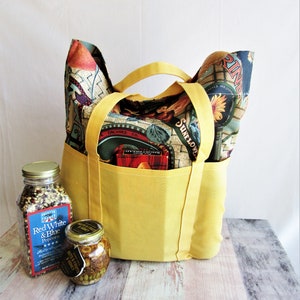 Sac de marché IMPRIMÉ VINTAGE avec POCHES, sac fourre-tout en tissu imprimé publicitaire, sac de courses/livres/sac à provisions en tissu, fourre-tout écologique