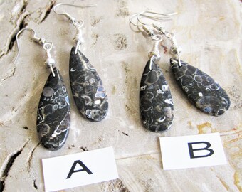 Boucles d'oreilles TURRITELLA AGATE, boucles d'oreilles en agate fossile naturelle du Wyoming, boucles d'oreilles en pierre naturelle, boucles d'oreilles BOHO, boucles d'oreilles minimalistes