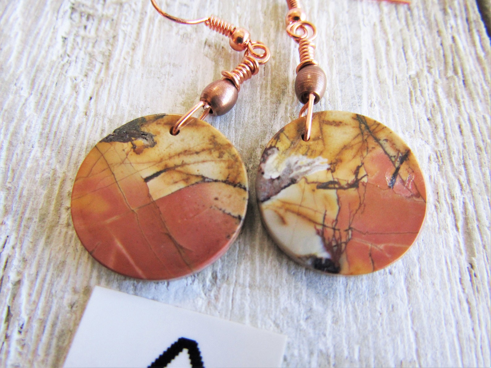 •MOON STACK• red creek jasper + gold earrings