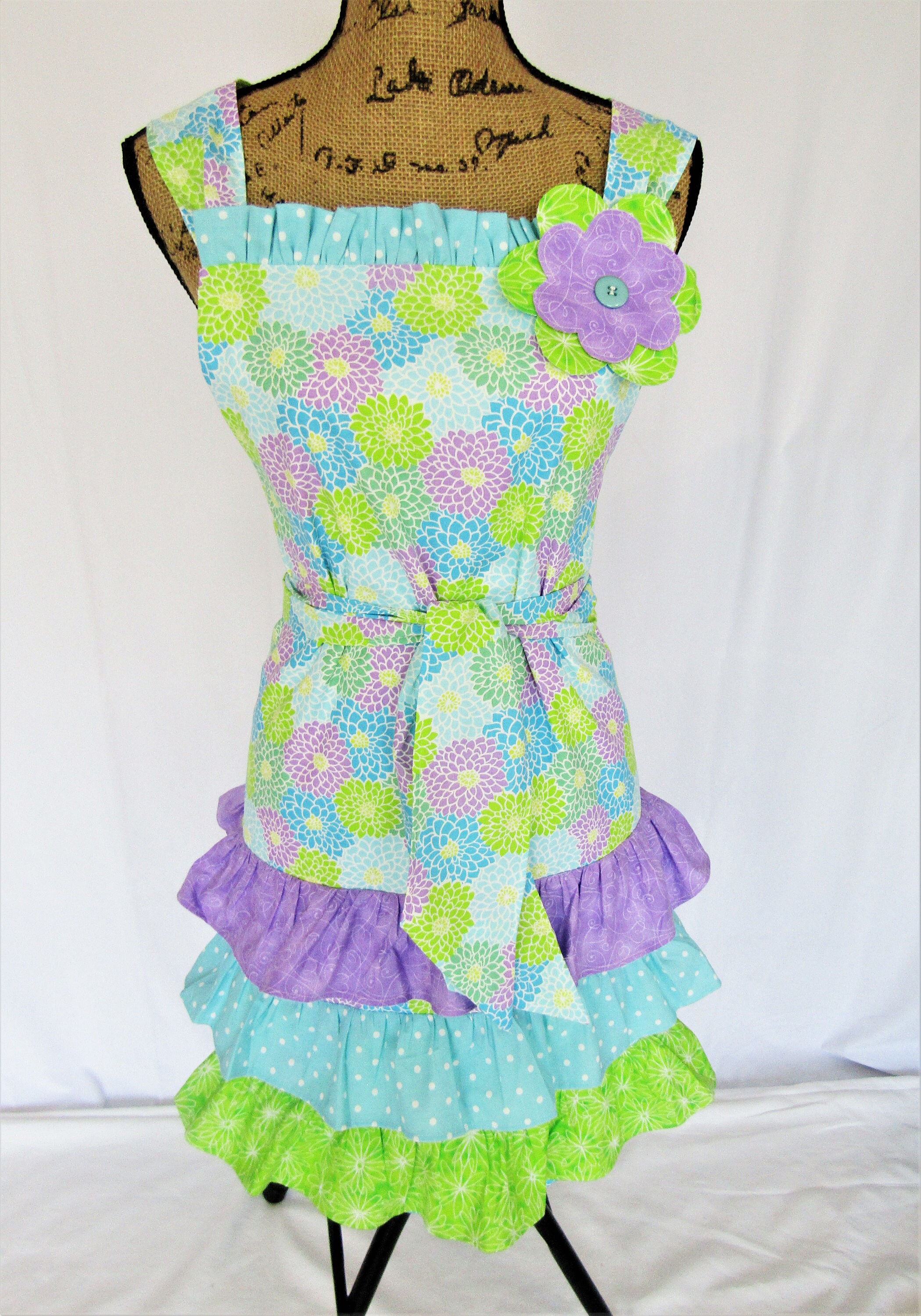 在庫１点限り　ボヘミヤンフラワー柄エプロン 欧州航路公式店 [Fromイタリアレモンエプロン