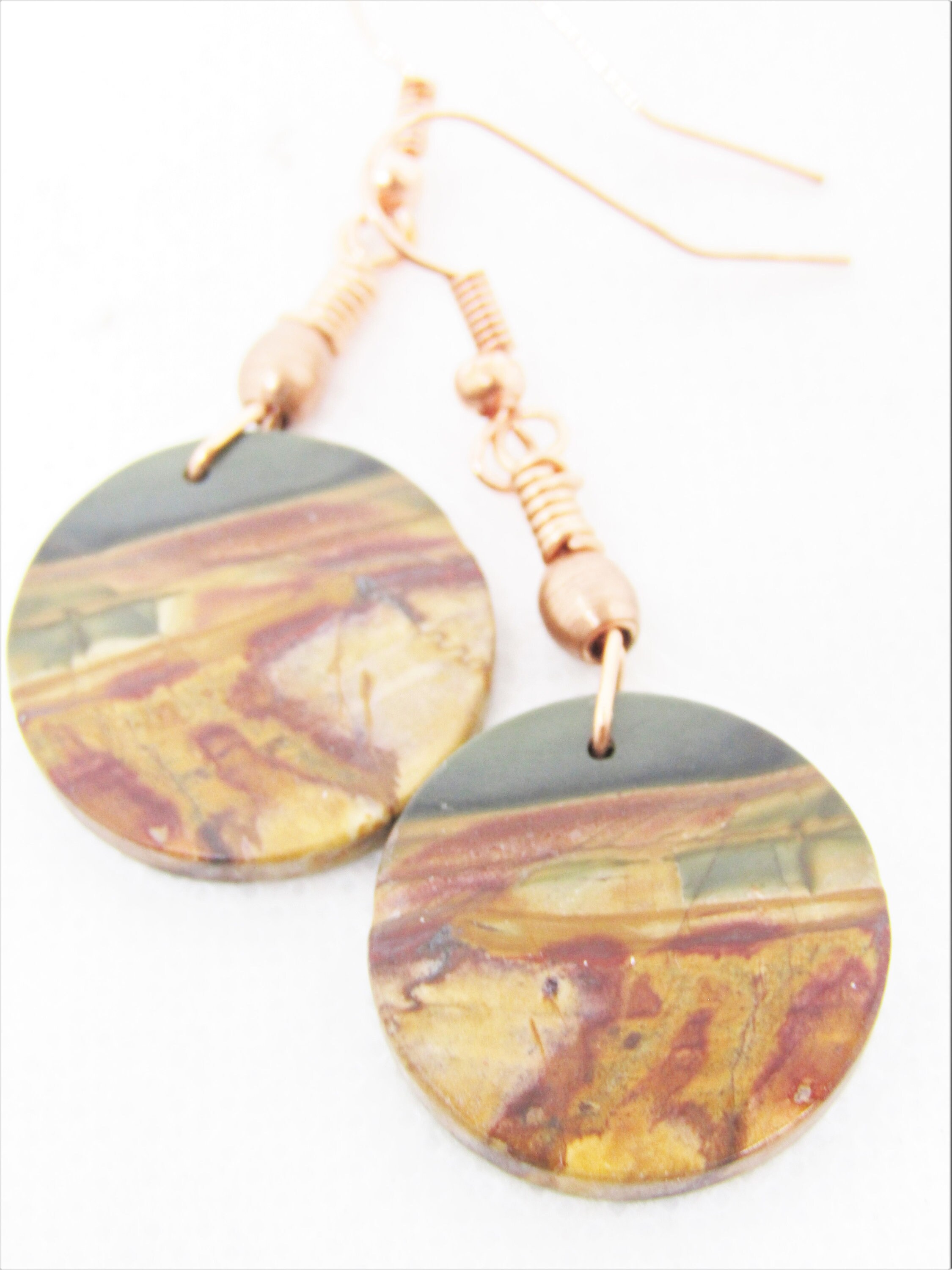 •MOON STACK• red creek jasper + mixed metal earrings