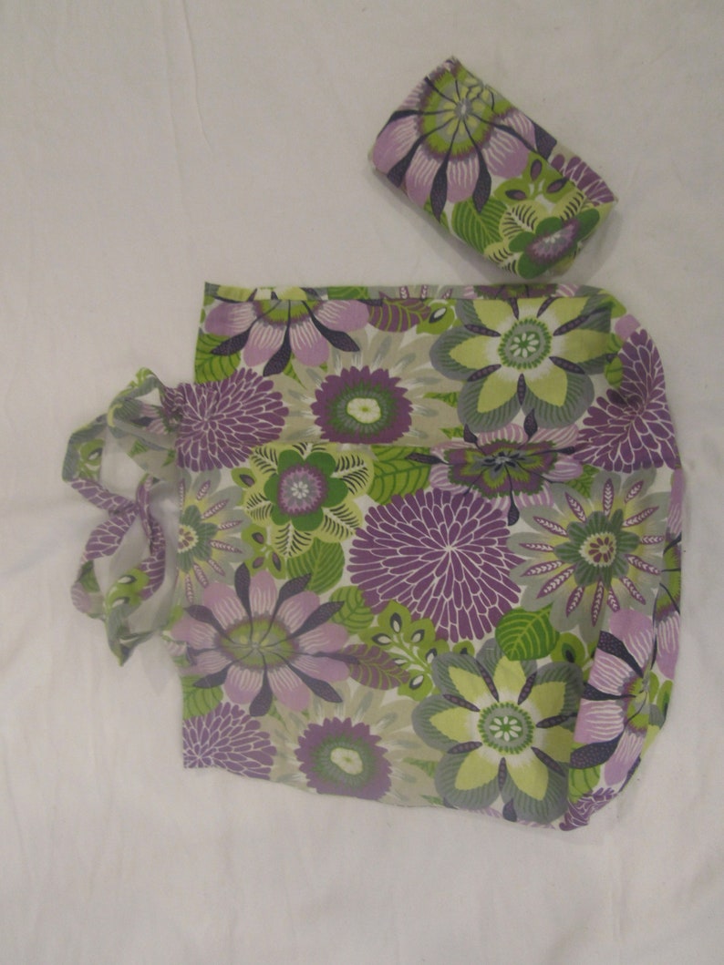 MARKET BAG with SLEEVE purple green environment friendly canvas carryall Tote bag with storage sleeve