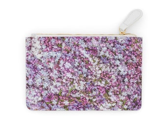 Lila bloemen mini clutch bag